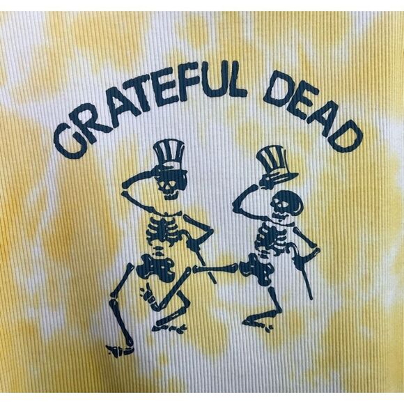 Grateful Dead Rare Yellow‎ Tie Dye Dancing Skeletons Stretch Tank Top Girls XXL - Picture 5 of 6